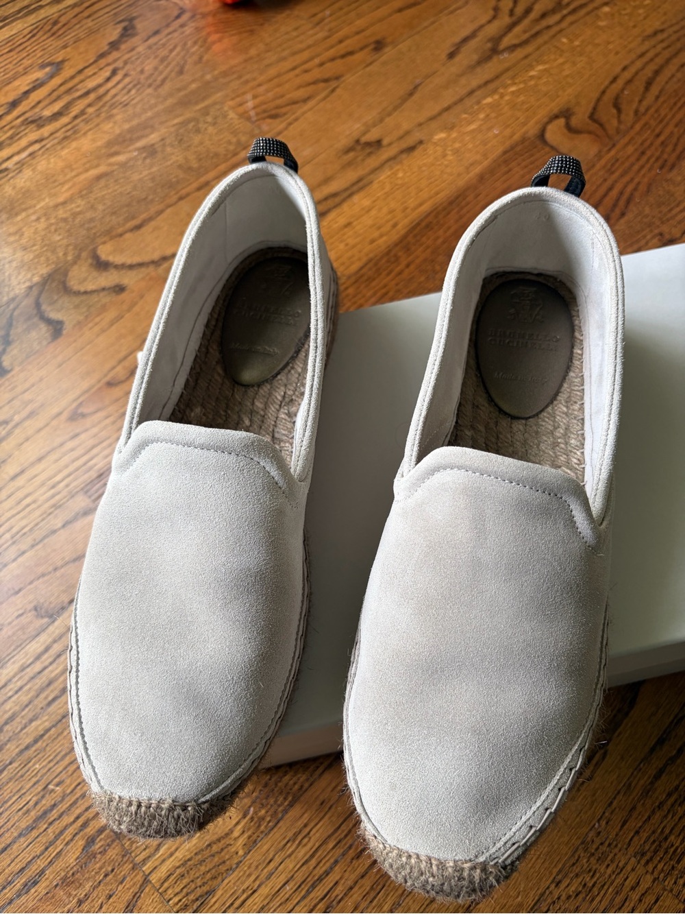 Brunello Cucinelli Light Beige Suede Slip-On Espadrilles